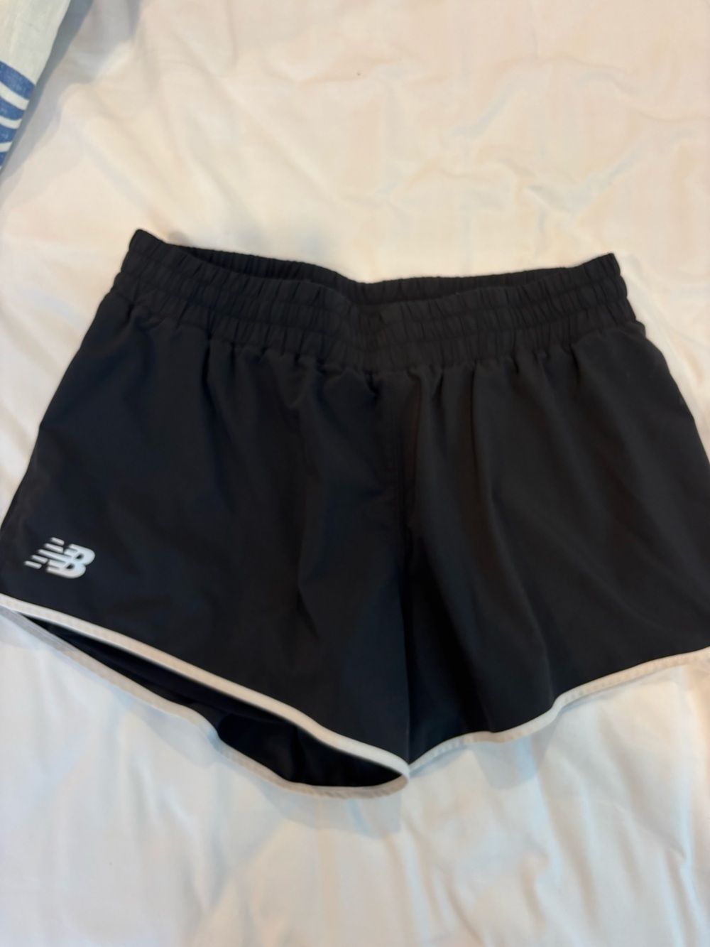 New Balance Black Athletic Running Shorts with White Trim Flyway Sides